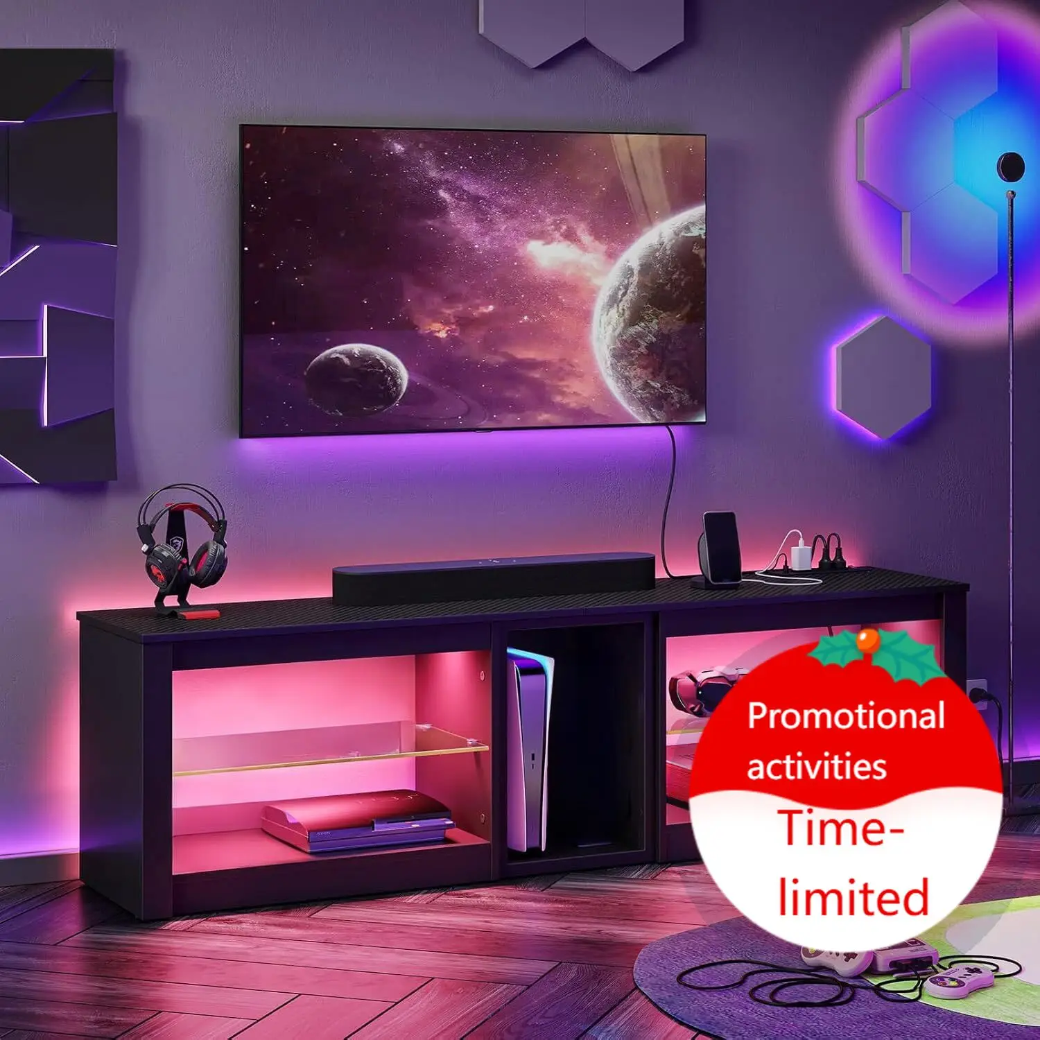 Gaming Console Room - Meuble TV pour PS5 avec prises